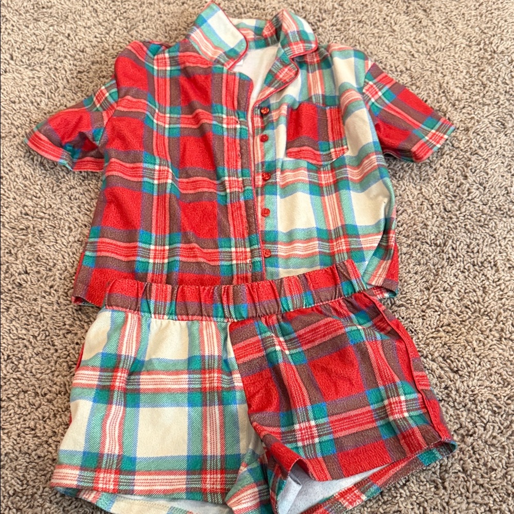 art class Red and Green Plaid Kids Pajama Set